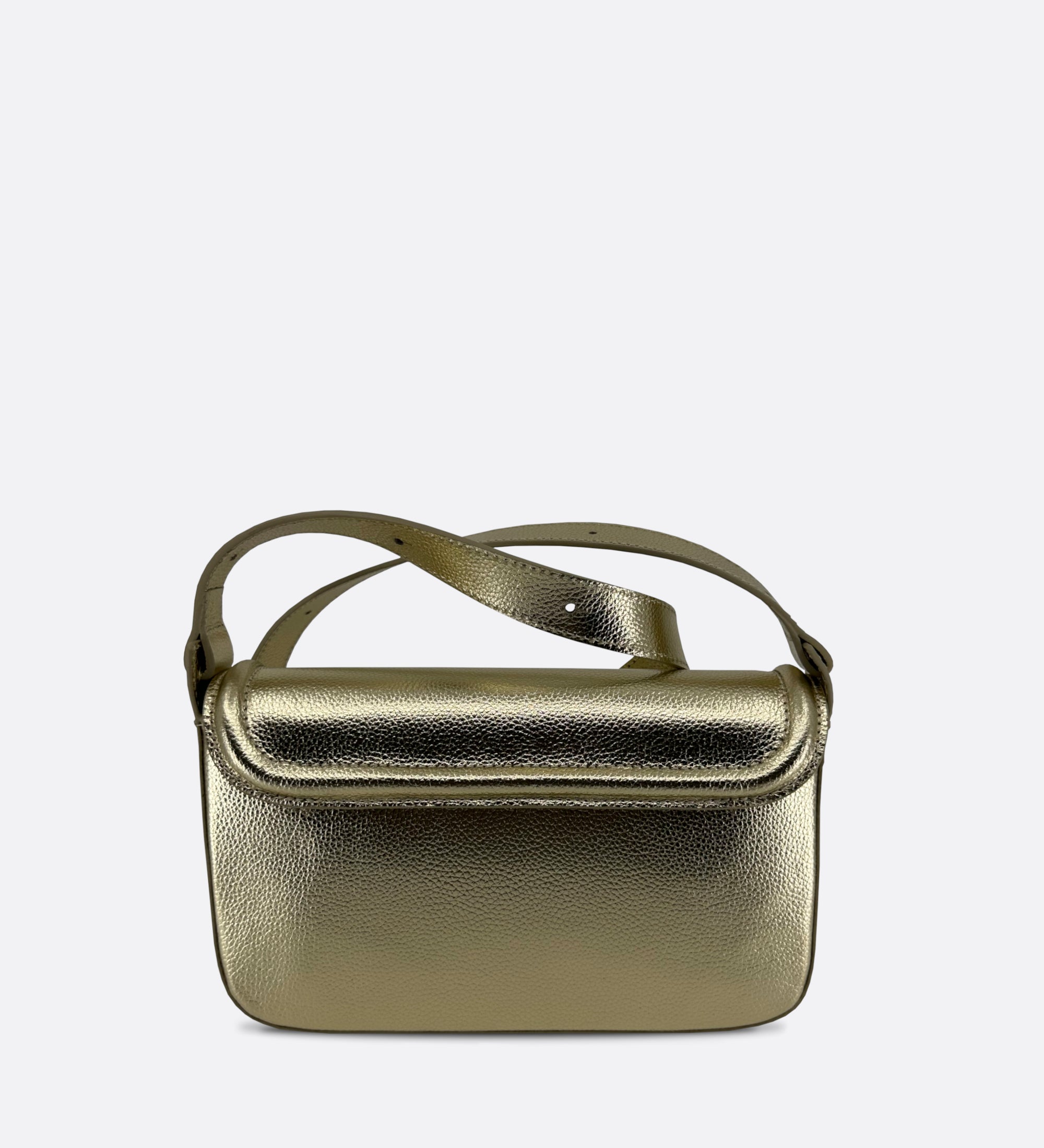 Sac Nine baguette en cuir grainé coloris champagne THYRS