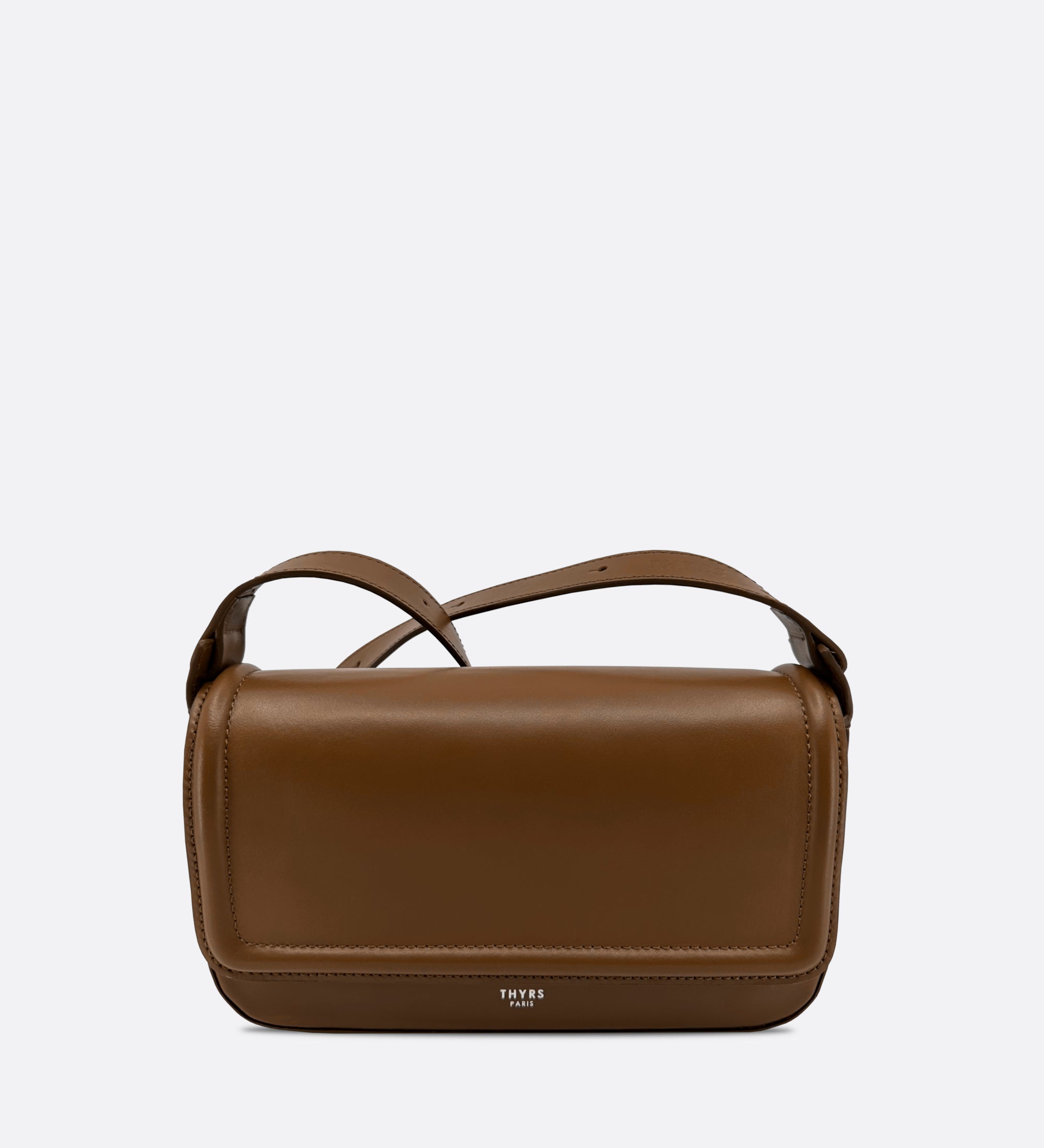 Sac Nine baguette cuir lisse caramel, THYRS