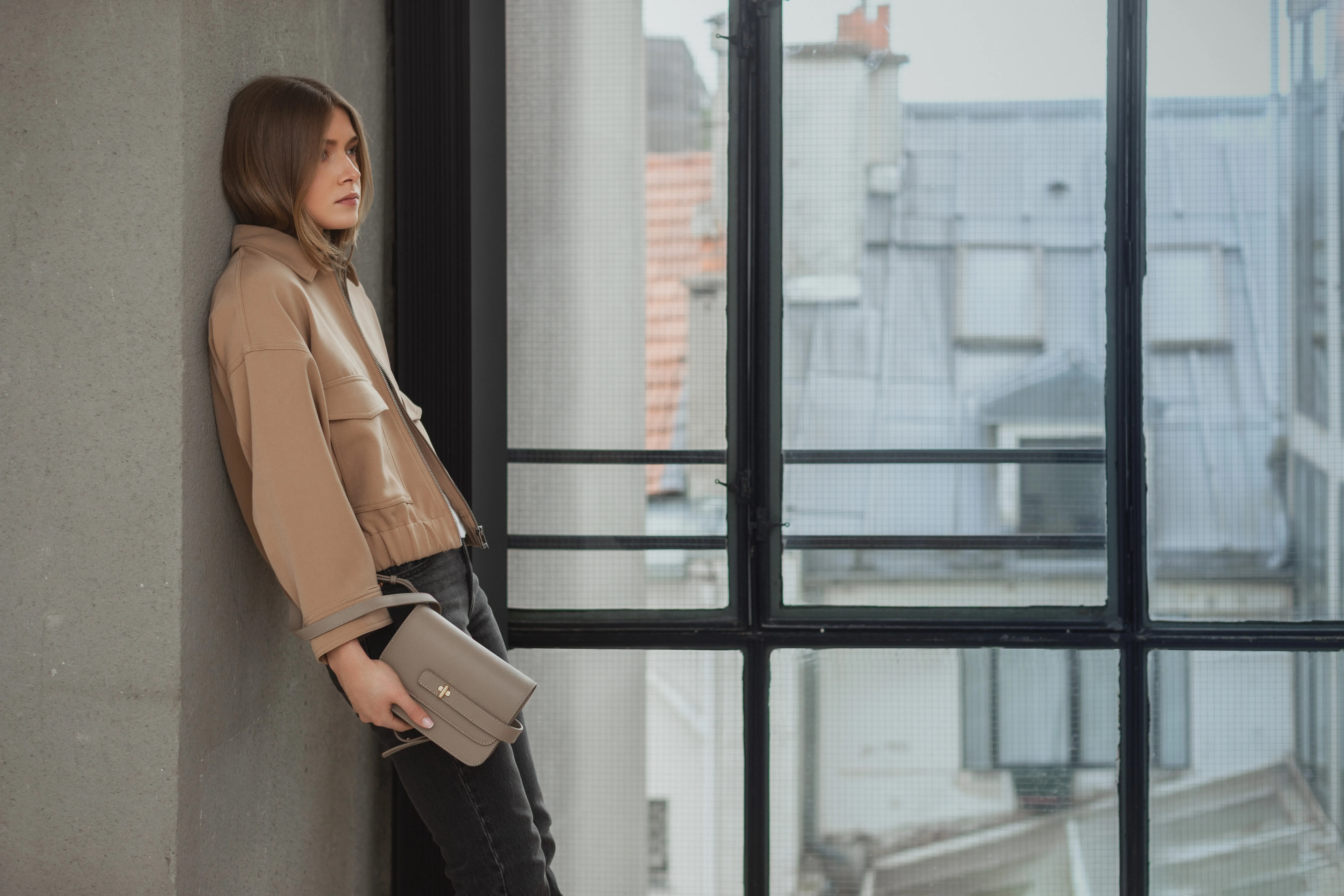 Sac Petit LALOU cuir taupe