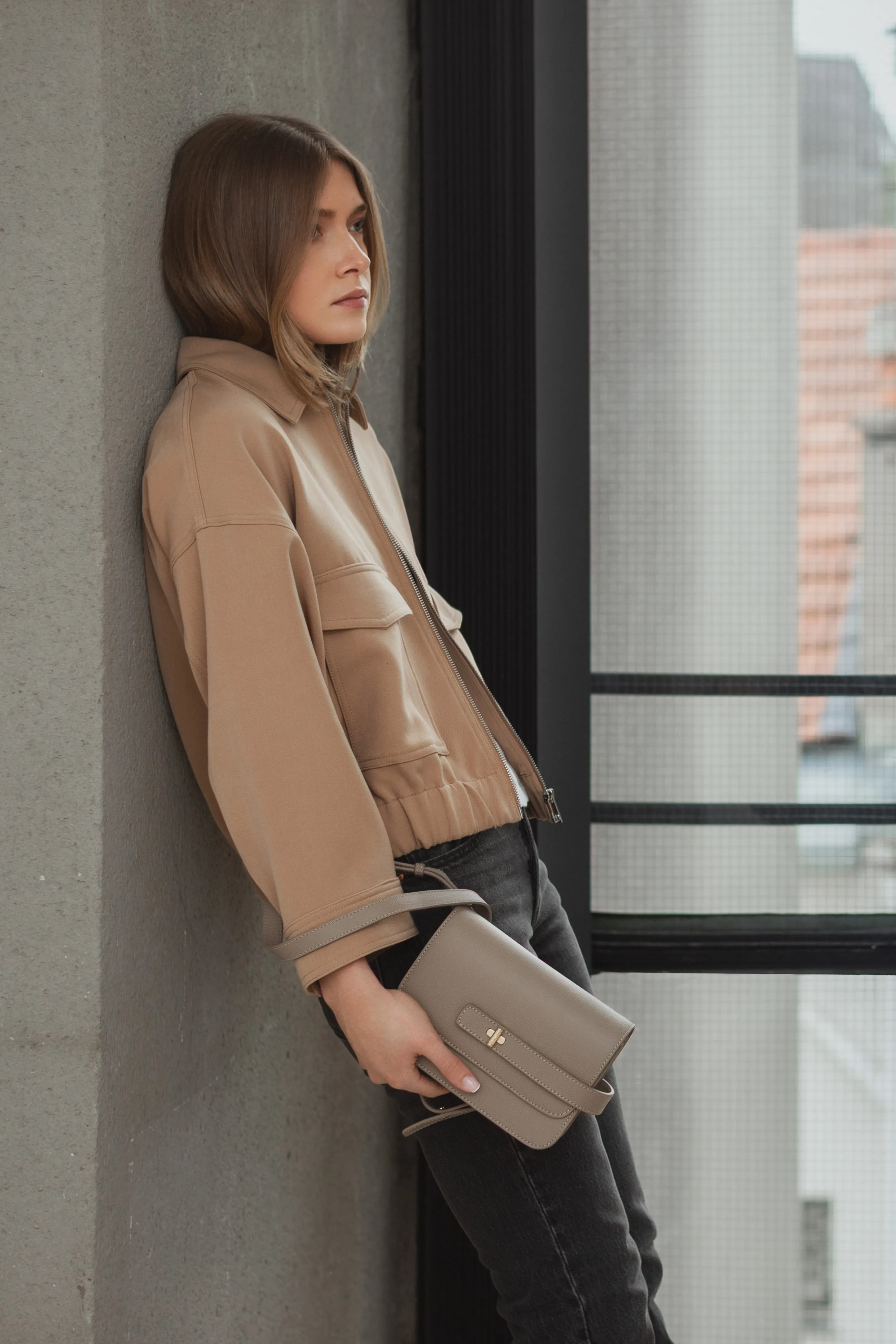 Sac Petit LALOU cuir taupe