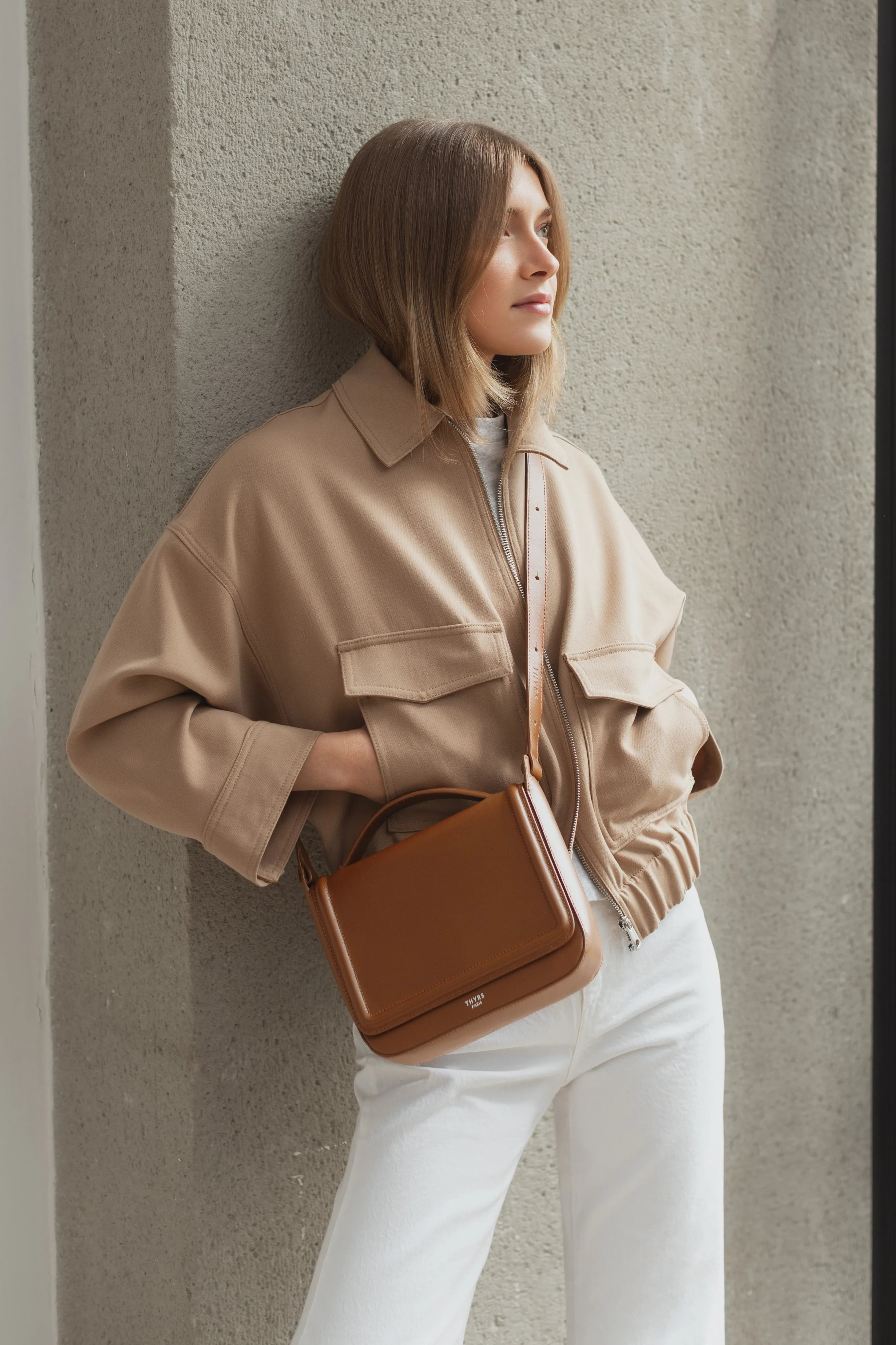 Sac NINE caramel cuir lisse