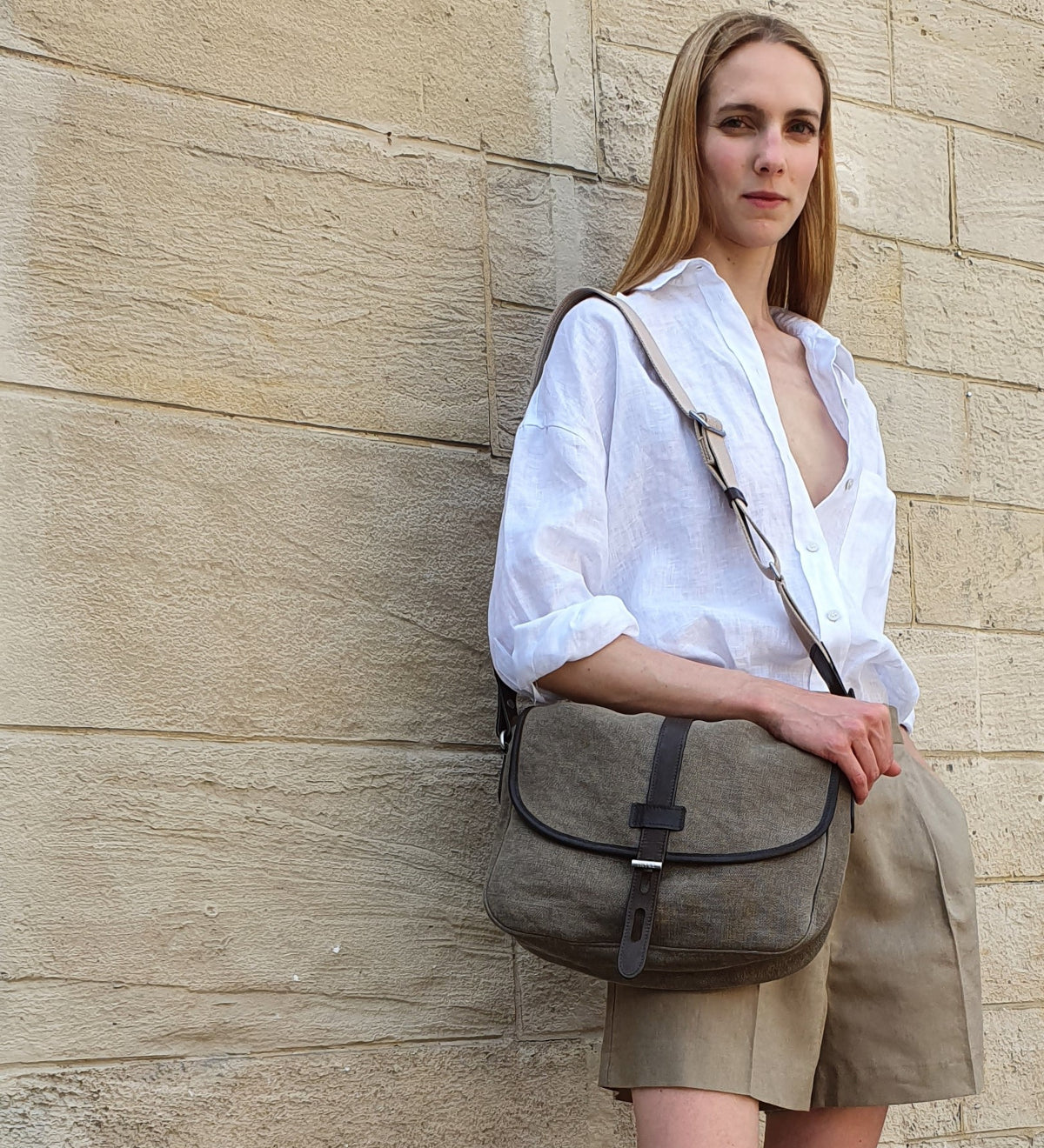 Besace lin kaki Made in France THYRS